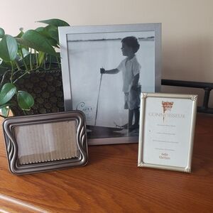 NWT & Vtg - Silver Photo Frames (3): 8x10, 4x6 & 3 1/2x5